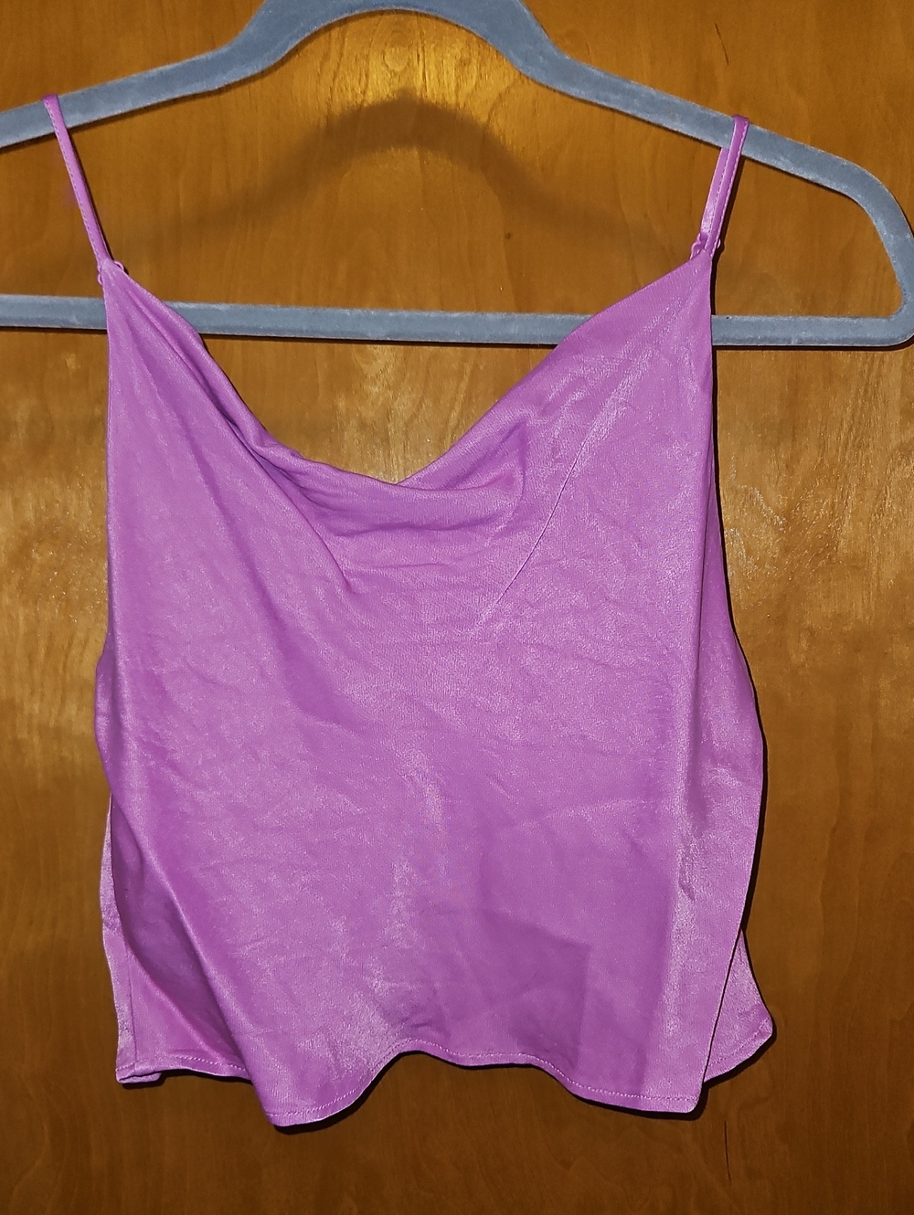Zara Pink Satin Cowl Neck Camisole Crop